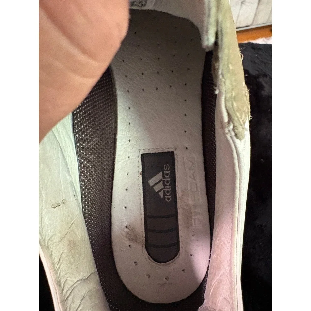 Adidas‎ AdiPrene Golf Shoes Mens 8 White Tan Leather Cleated Traxion 678082